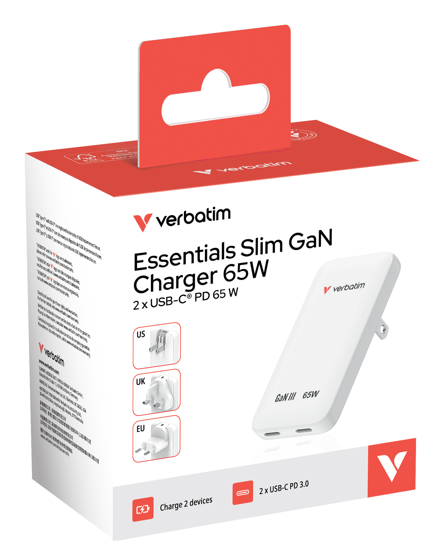 Verbatim Essentials Slim GaN Wall Charger – image 3