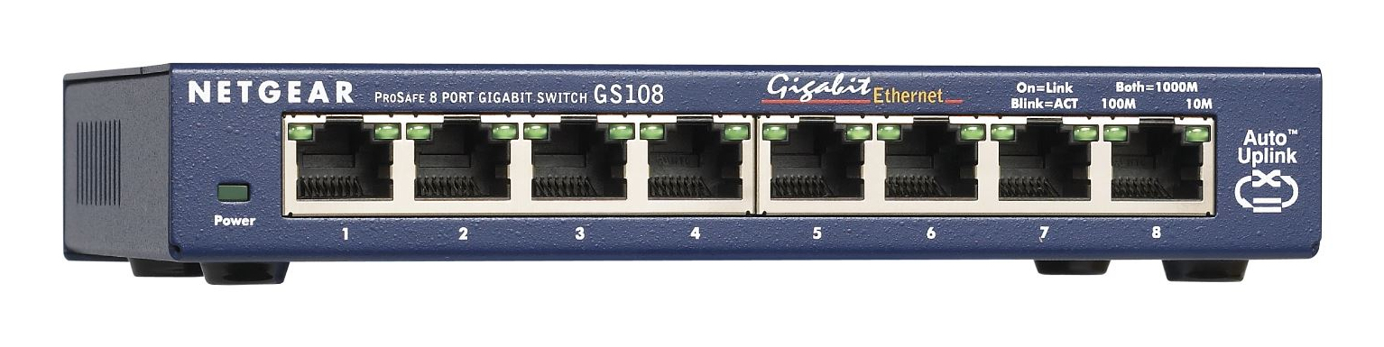 NETGEAR GS108 Unmanaged Gigabit Ethernet (10/100/1000) Desktop Blue