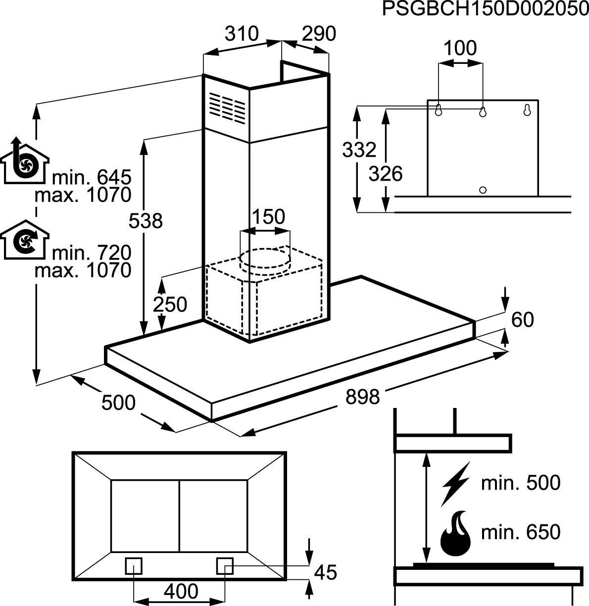 AEG X69264MD1 Wall-mounted Stainless steel 625 m³/h – image 2