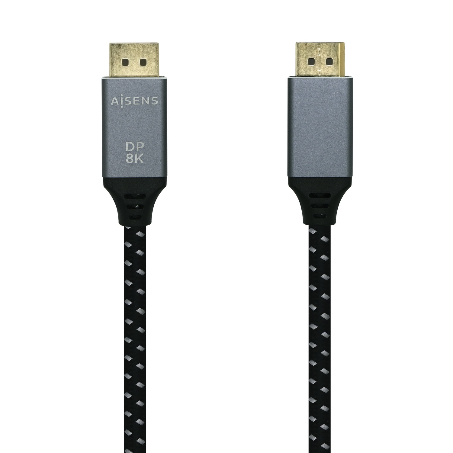 AISENS Cable Displayport V1.4 8k@60hz, DP/M-DP/M, Gris/Negro, 1.5m