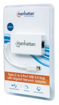 Manhattan USB-C Dock/Hub, Ports (x4): Ethernet and USB-A (3), 10/100/1000 Mbps network, 5 Gbps (USB 3.2 Gen1 aka USB 3.0), External Power Supply Not Needed, Cab – image 6
