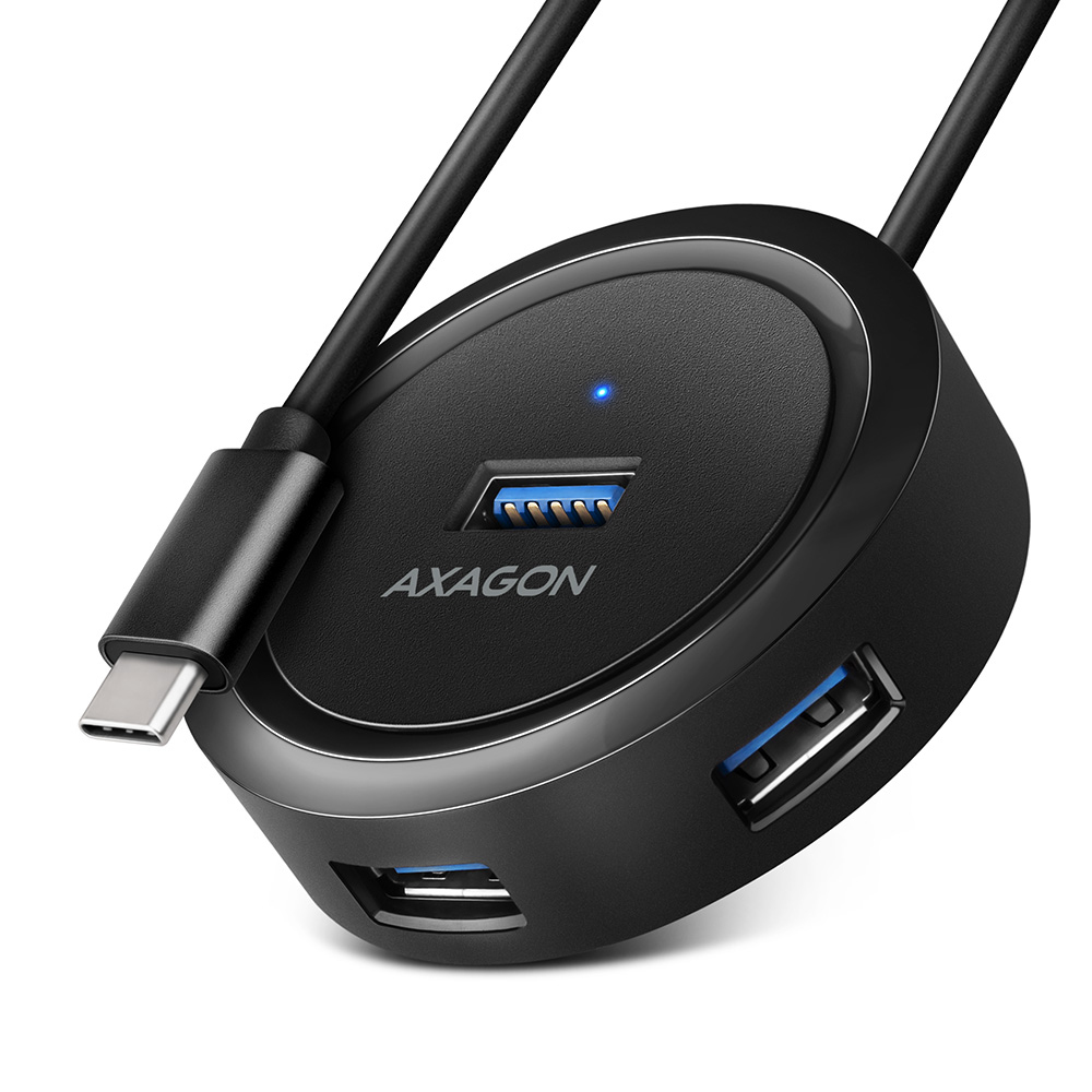 Axagon HUE-P1C 4x USB 3.2 Gen 1 ROUND hub micro power IN 30cm USB-C – image 1