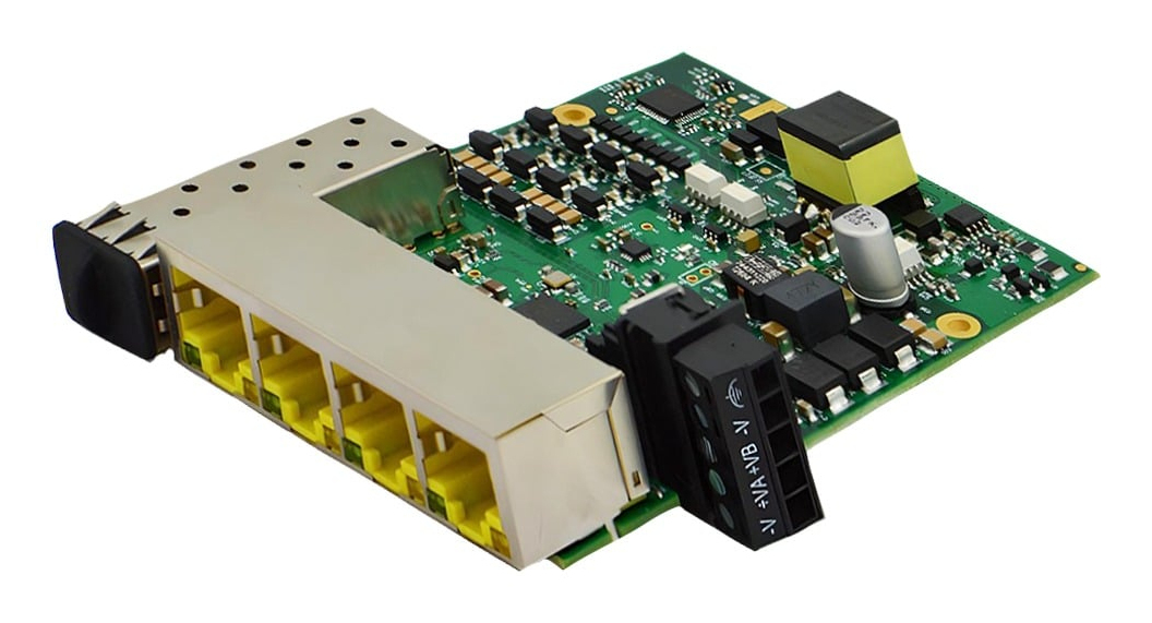 Brainboxes Embedded Industrial SFP 4xPort PoE+ Gigabit Ethernet Switch – image 1