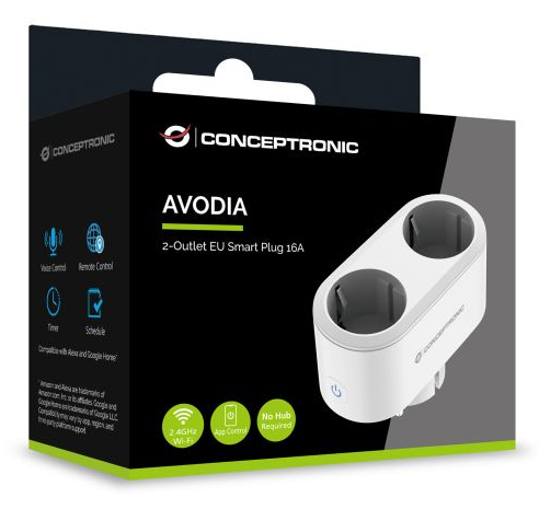 Conceptronic AVODIA02W 2-Outlet EU Smart Plug 16A, Compatible with German & French Outlets – image 3