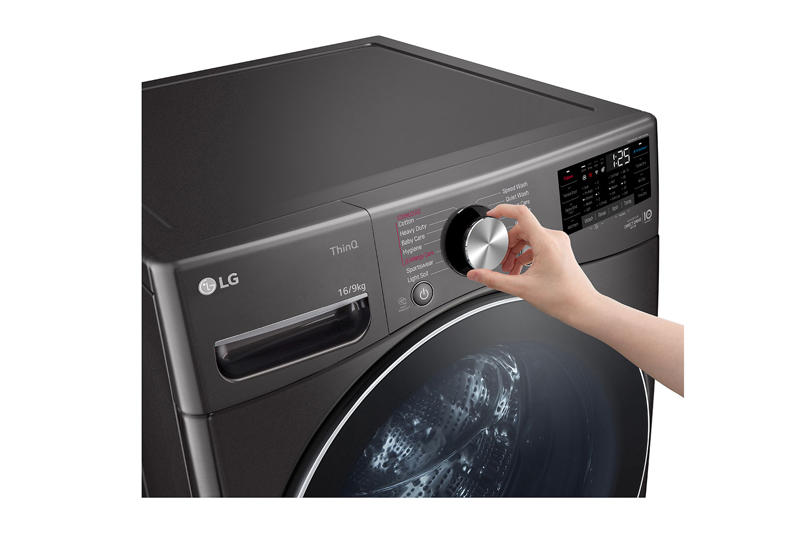 LG WXLC-1116B washer dryer Freestanding Front-load Black – image 5