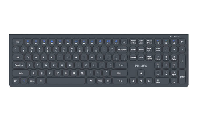 Philips 6000 series SPK6627K/93 keyboard Universal RF Wireless + Bluetooth QWERTY English Blue, Grey – image 1