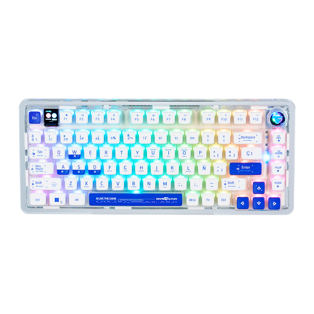 Teclado Gamer Game Factor KBG800 - Alámbrico/Inalámbrico - RGB - Gasket - KBG800
