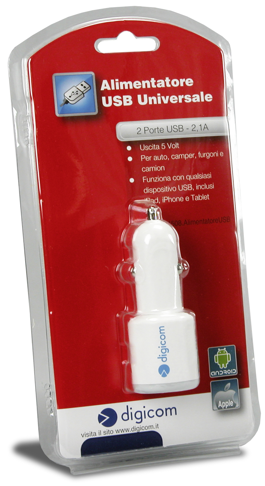 Digicom 8E4508 mobile device charger Digital camera, GPS, Mobile phone, MP3, MP4, Tablet White Cigar lighter Auto – image 2