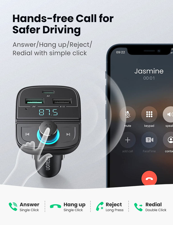 Ugreen [AI generated title] Biloplader / FM-Sender Med Bluetooth 5.0 3 Usb Porte – image 6