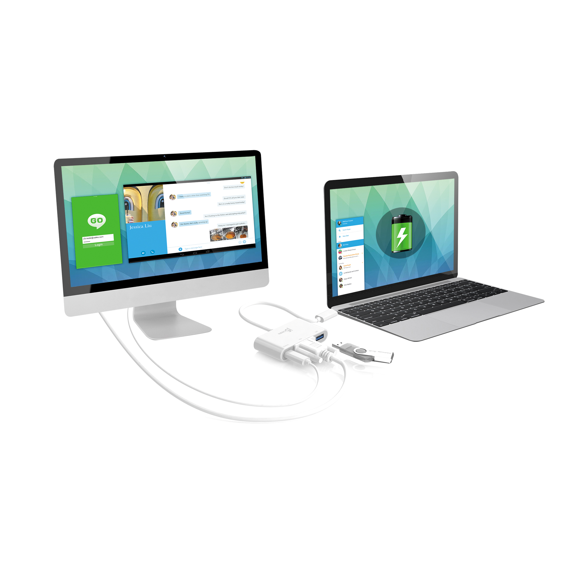 j5create JCA378 USB™ Type-C to VGA & USB™ 3.0 with Power Delivery, White, 0.25 m – image 4