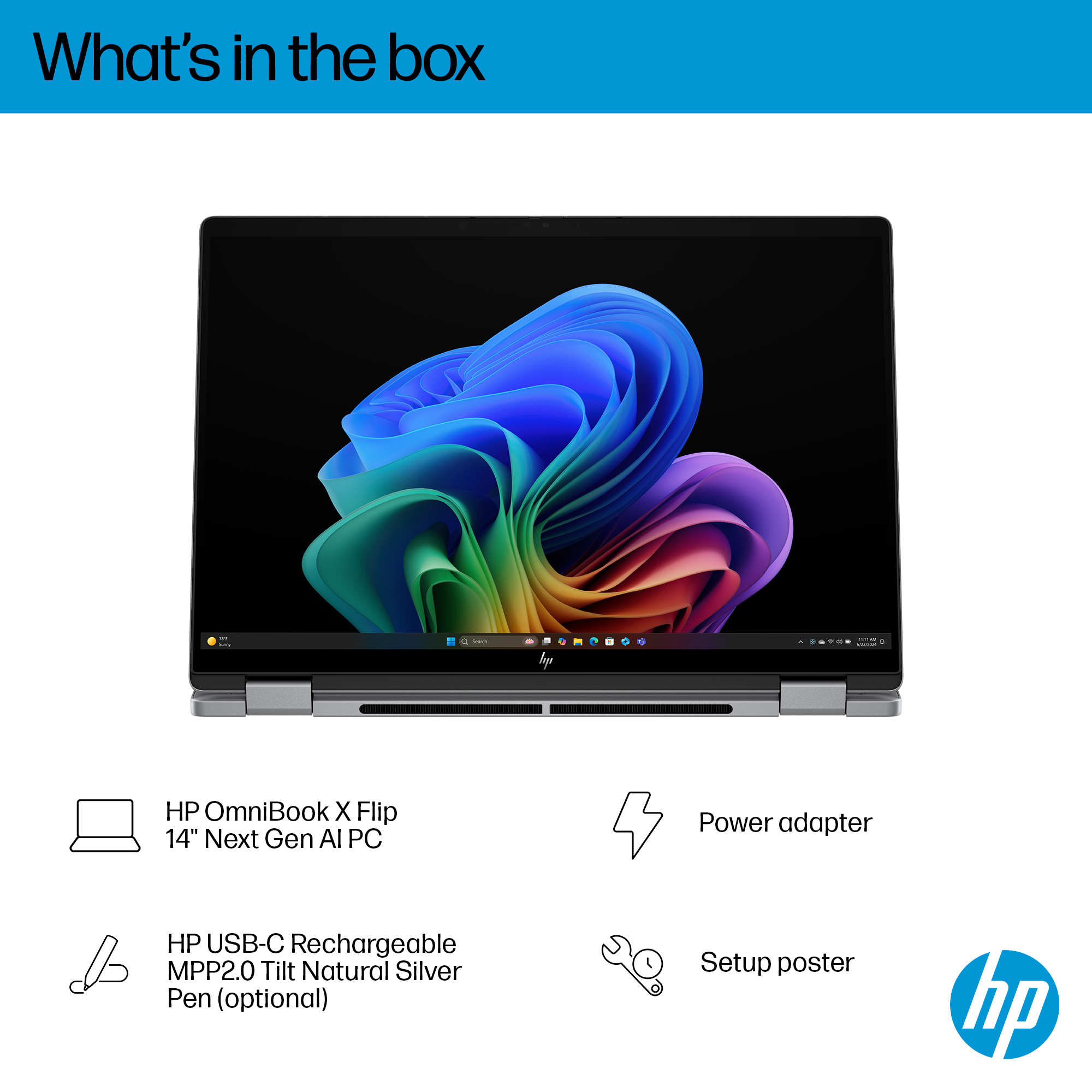 HP OmniBook X FlipNGAI 14-fm0001sa Copilot+ PC Intel Core Ultra 7 256V Laptop 35.6 cm (14″) Touchscreen 3K 16 GB LPDDR5x-SDRAM 1 TB SSD Wi-Fi 7 (802.11be) Windows 11 Home Silver image 6