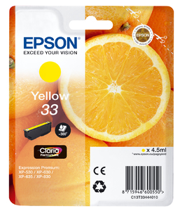 Epson Oranges Singlepack Yellow 33 Claria Premium Ink