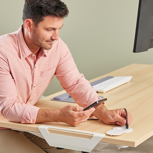 Fellowes Einbausteckdose Schreibtisch 230V USB-A,USB-C weiß