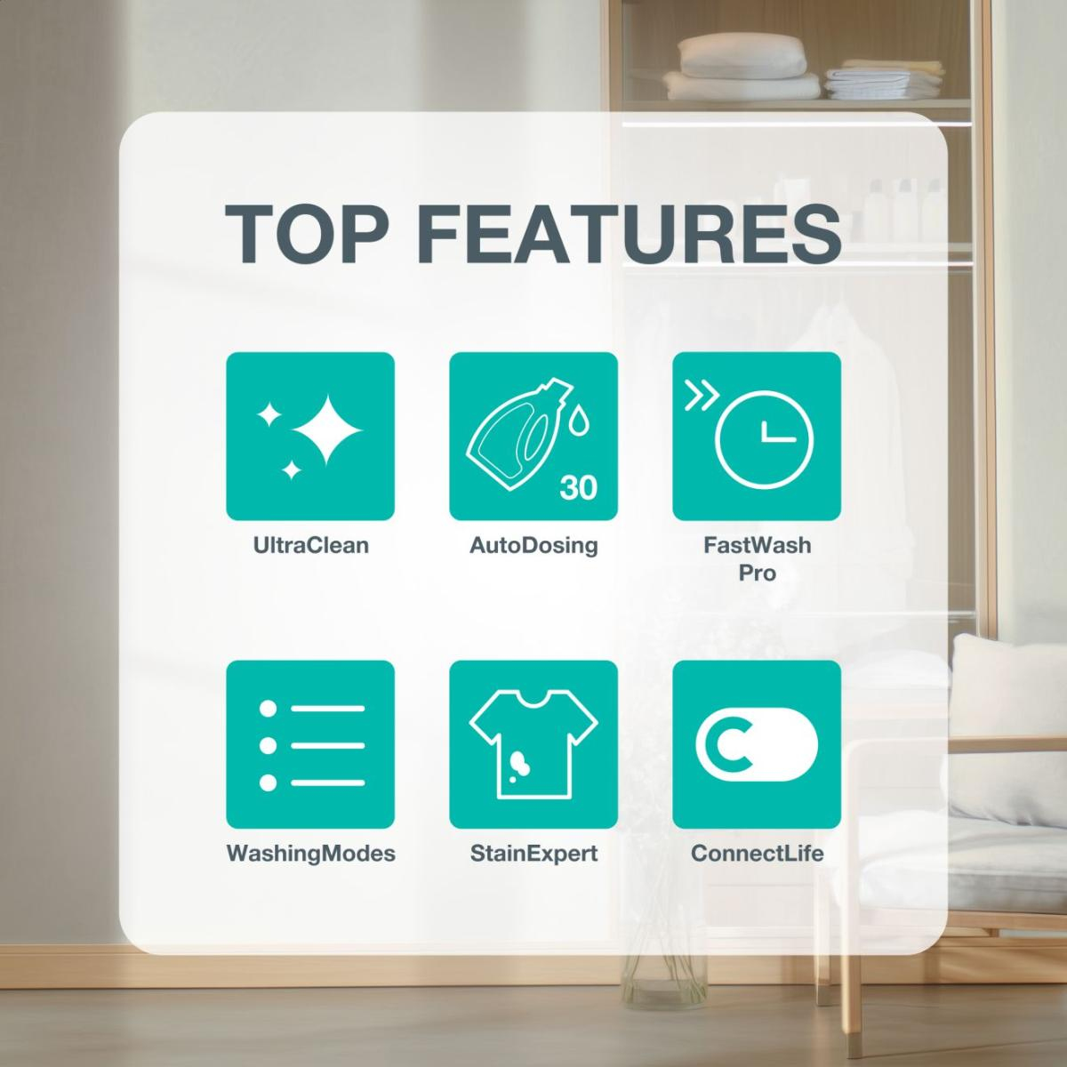 Gorenje Tvättmaskin (10,5 kg) med AutoDosing för rätt dosering, SteamTech för fräschare och mindre skrynklig tvätt samt Inverter PowerDrive för tyst drift. Stor – image 2