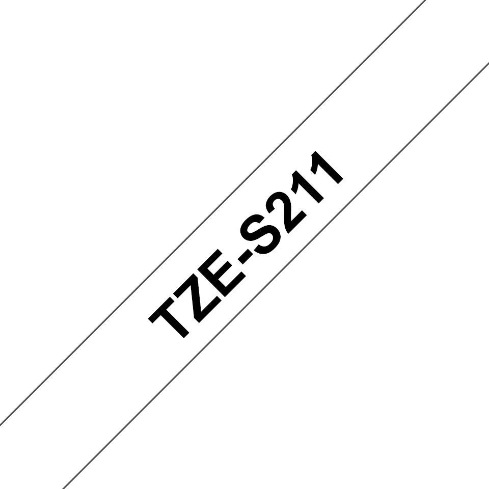 Cinta Brother TZES211 - Texto Negro sobre Fondo Blanco - 6mm x 8mts. - Súper Adhesiva - TZES211