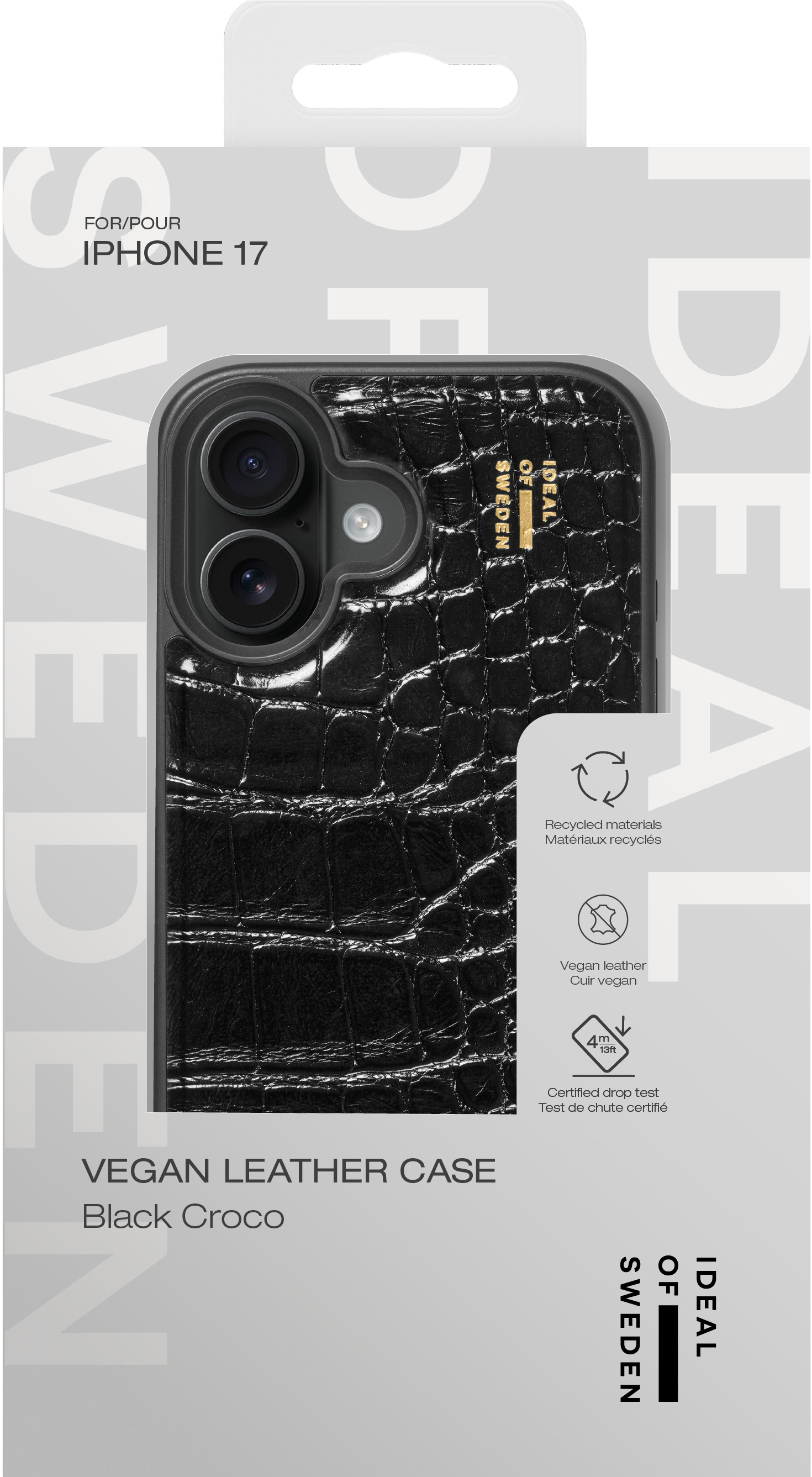 iDeal of Sweden Vegan Leather Case iPhone 17 Black Croco – image 4