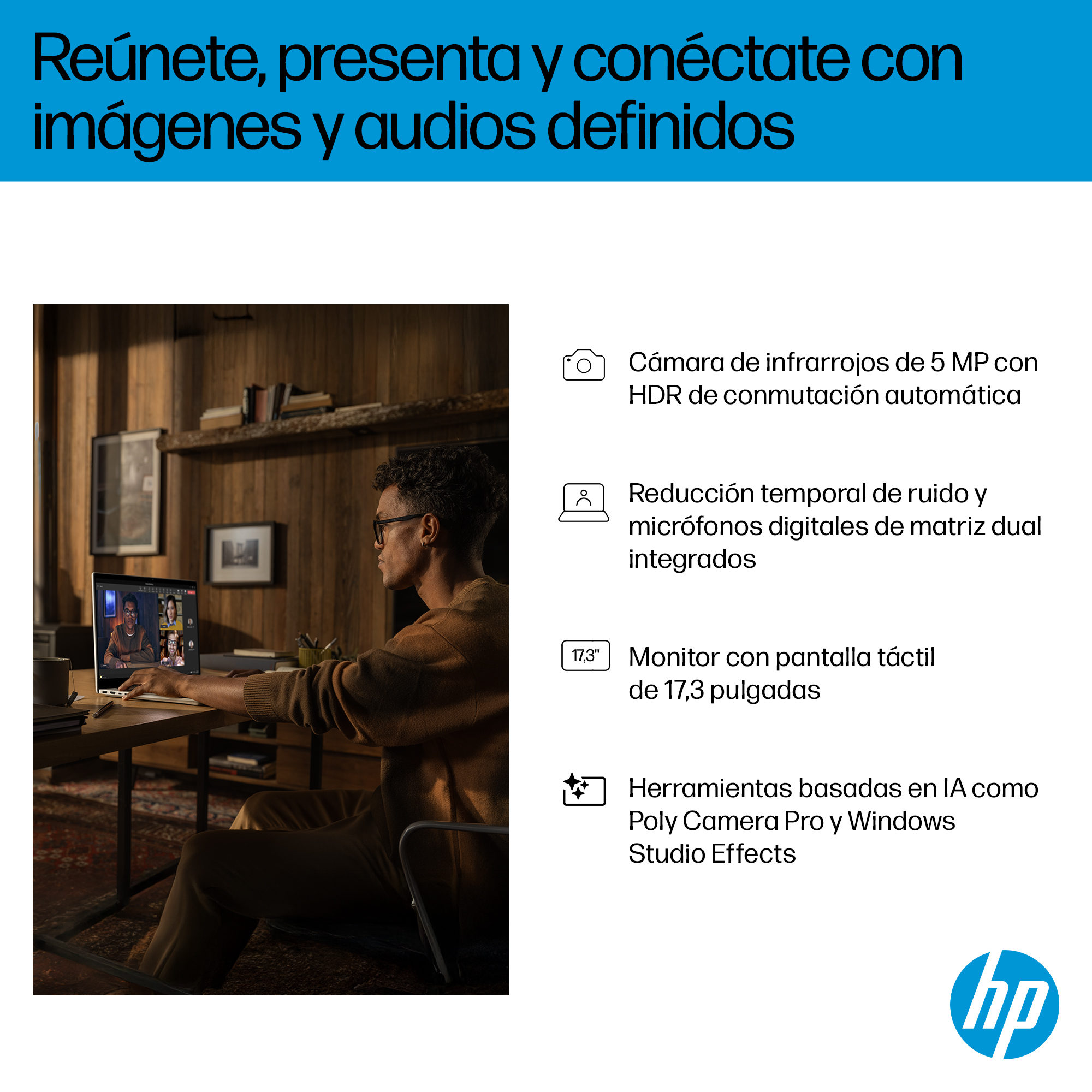 Portátil-HP OmniBook 7 NGAI 17-dc0003ns Copilot+ PC, 17,3" FHD, Intel® Core™ Ultra 258V, 32GB RAM, 1TB SSD, GeForce RTX 4050, Windows 11 Home, Plata - imagen 11