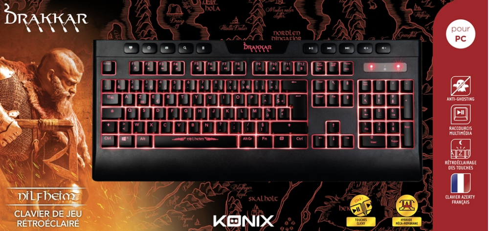 Konix Drakkar 61881115379 keyboard Gaming USB AZERTY French Black – image 2