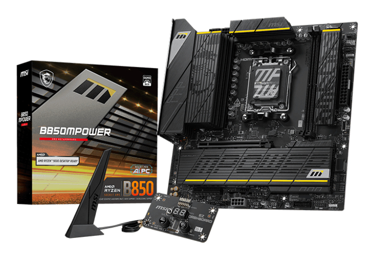 MSI B850MPOWER Motherboard AMD AM5 DDR5 Wi-Fi 7 5GbE B850MPOWER