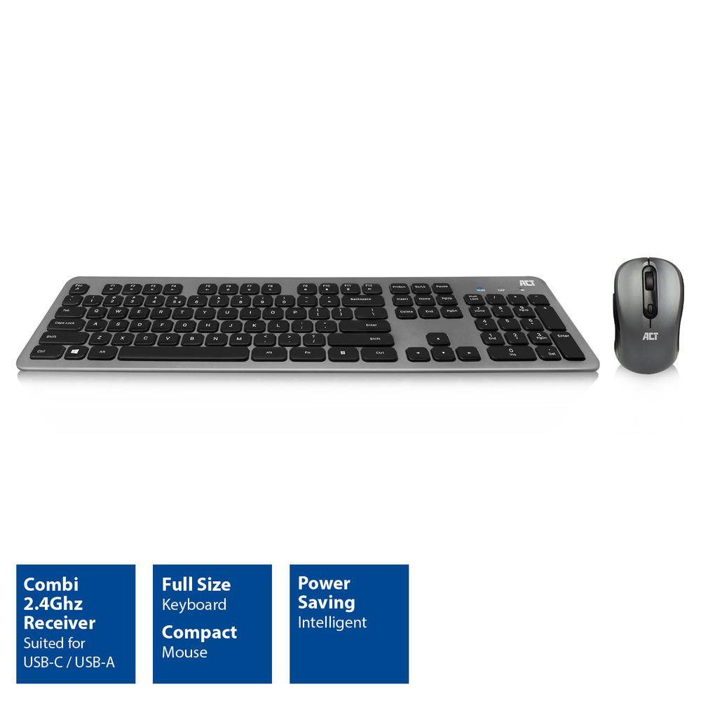 ACT Wireless Keyboard and Mouse set, USB-C/USB-A combi receiver (Qwerty/US layout) – image 4