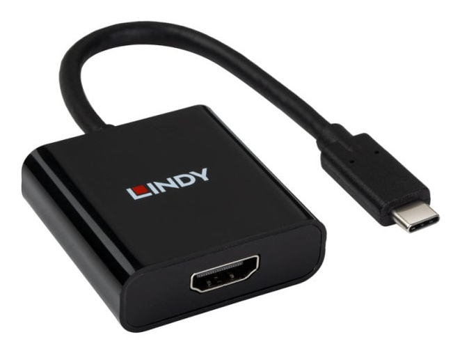 Lindy 43438 câble vidéo et adaptateur 0,15 m USB Type-C HDMI Noir