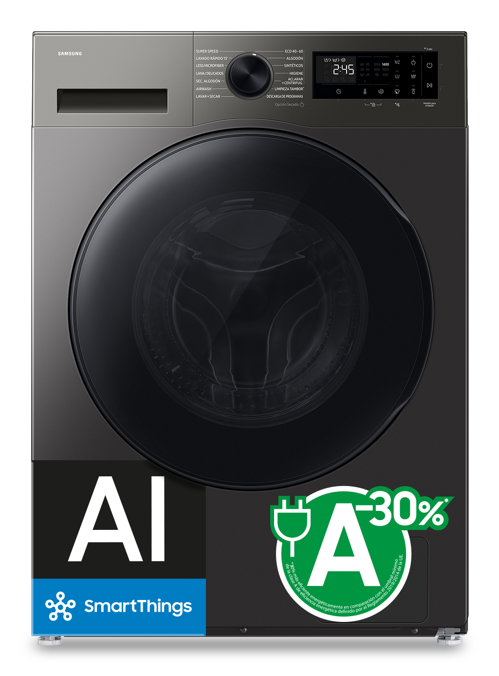 Samsung WD90HG5U34BXEC washer dryer Freestanding Front-load Stainless steel