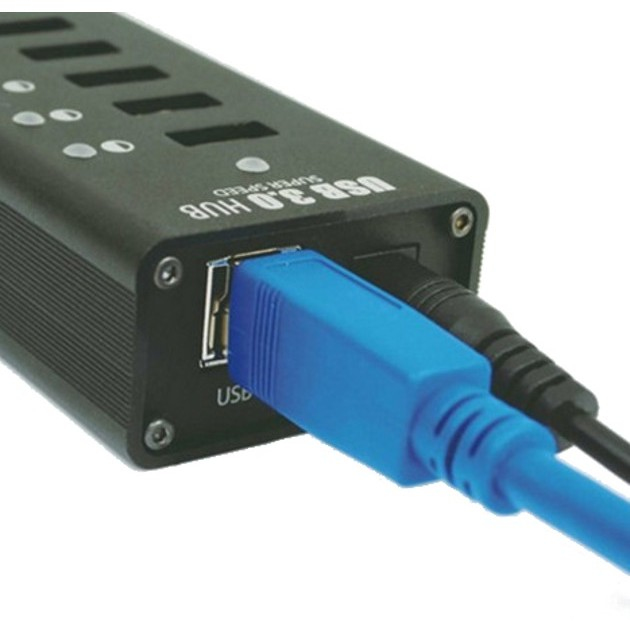 Techly 10 Ports USB 3.0 Hub with Refill Port 2.1A Aluminum IUSB3-TLYB10A – image 3