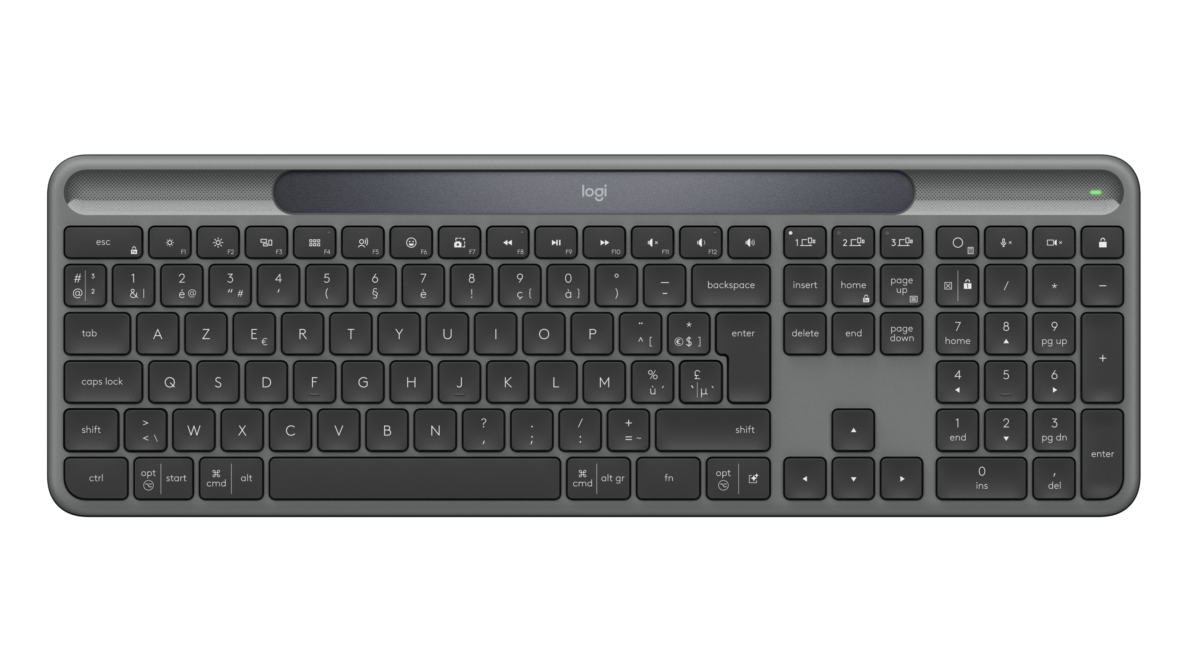 Logitech Signature Slim Solar+ K980 keyboard Universal RF Wireless + Bluetooth AZERTY Belgian Graphite