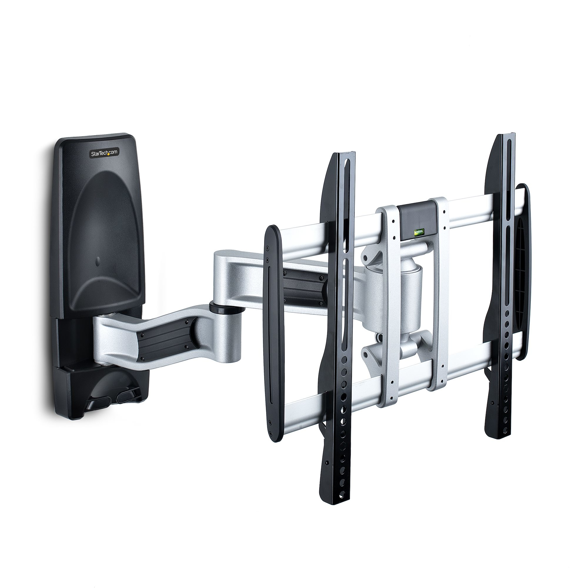 StarTech.com Articulating TV Wall Mount, VESA Wall Mount Supports 65 inch/99lb/Flat/Curved TVs, Retractable Low Profile Wall Mount TV Bracket, Adjustable Corner TV Wall Mount, Swivel/Rotation/Tilt (TV-WALL-MOUNT-65FS) - Mounting kit (wall mount, 2 vertical brackets) - articulating - for curved / flat panel - low profile - aluminium, steel - black, silver - screen size: 26"-65" - wall-mountable - TAA Compliant