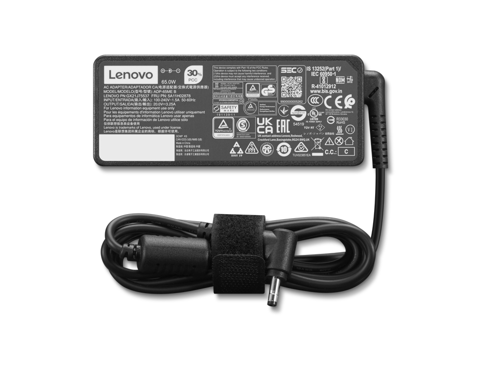 Lenovo - Power adapter - AC 100-240 V - 65 Watt - black - for IdeaPad 1 14, 1 15, IdeaPad Flex 5 14, IdeaPad Slim 3 15, V14 G4 AMN, V14 G5 IRL