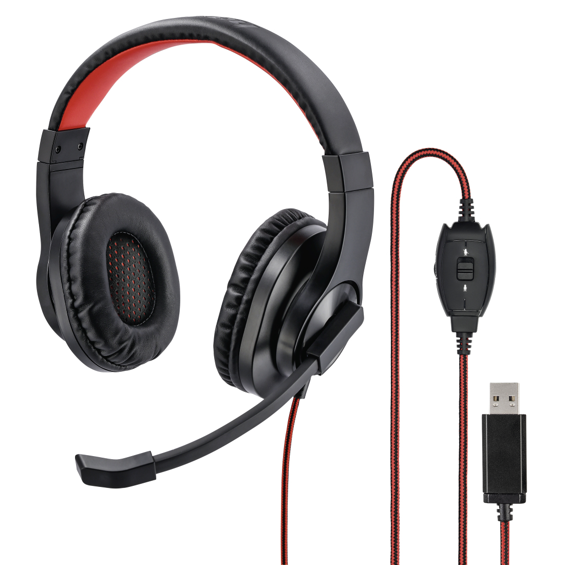 Hama HS-USB400 Headset Wired Head-band Gaming USB Type-A Black, Red – image 1