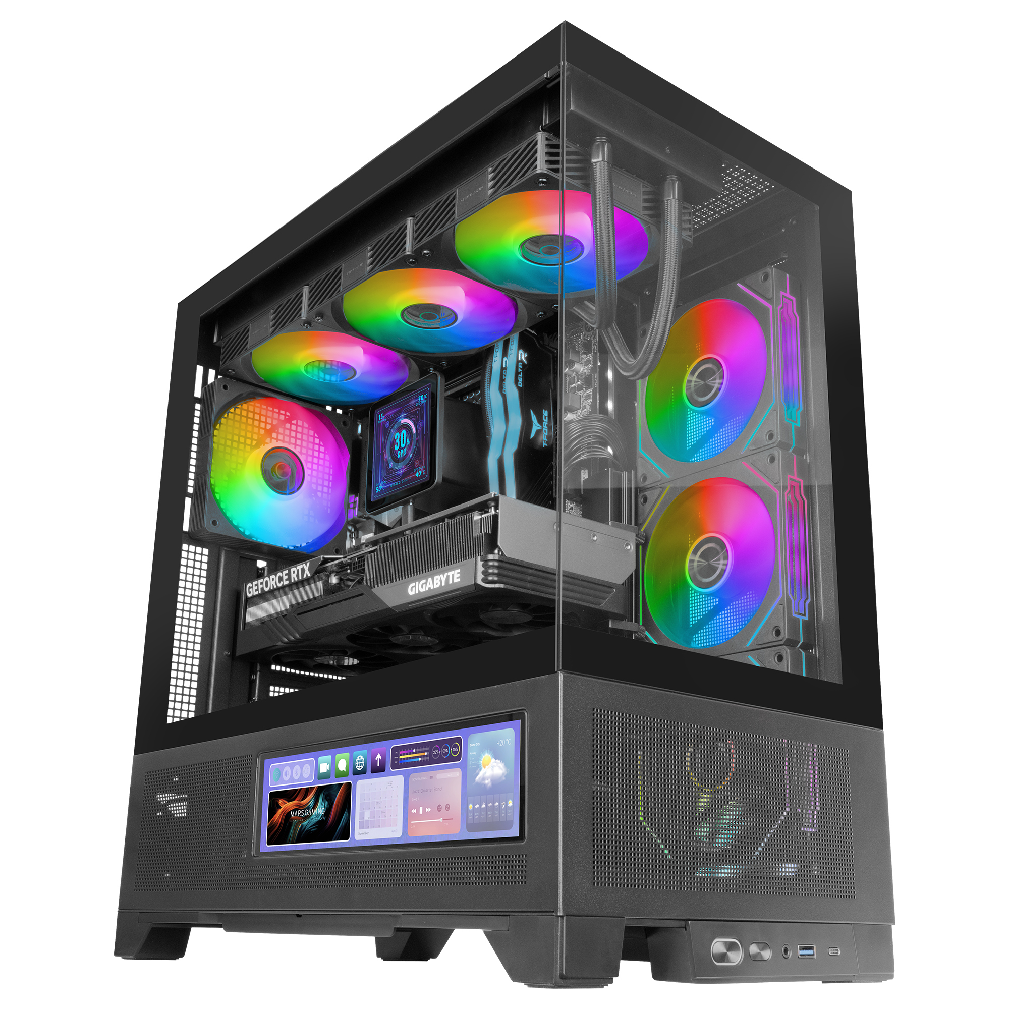 Mars Gaming MCLCDX computer case Midi Tower Black image 3