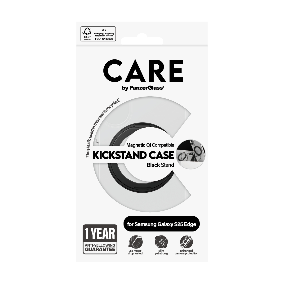 PanzerGlass CARE™ by PanzerGlass® Kickstand Case Transparent w. Qi Samsung S25 Edge – image 3