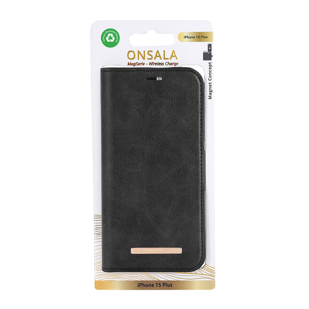 Onsala Wallet Case Eco 2 Card Slots MagSeries Black - iPhone 15 Plus – image 2