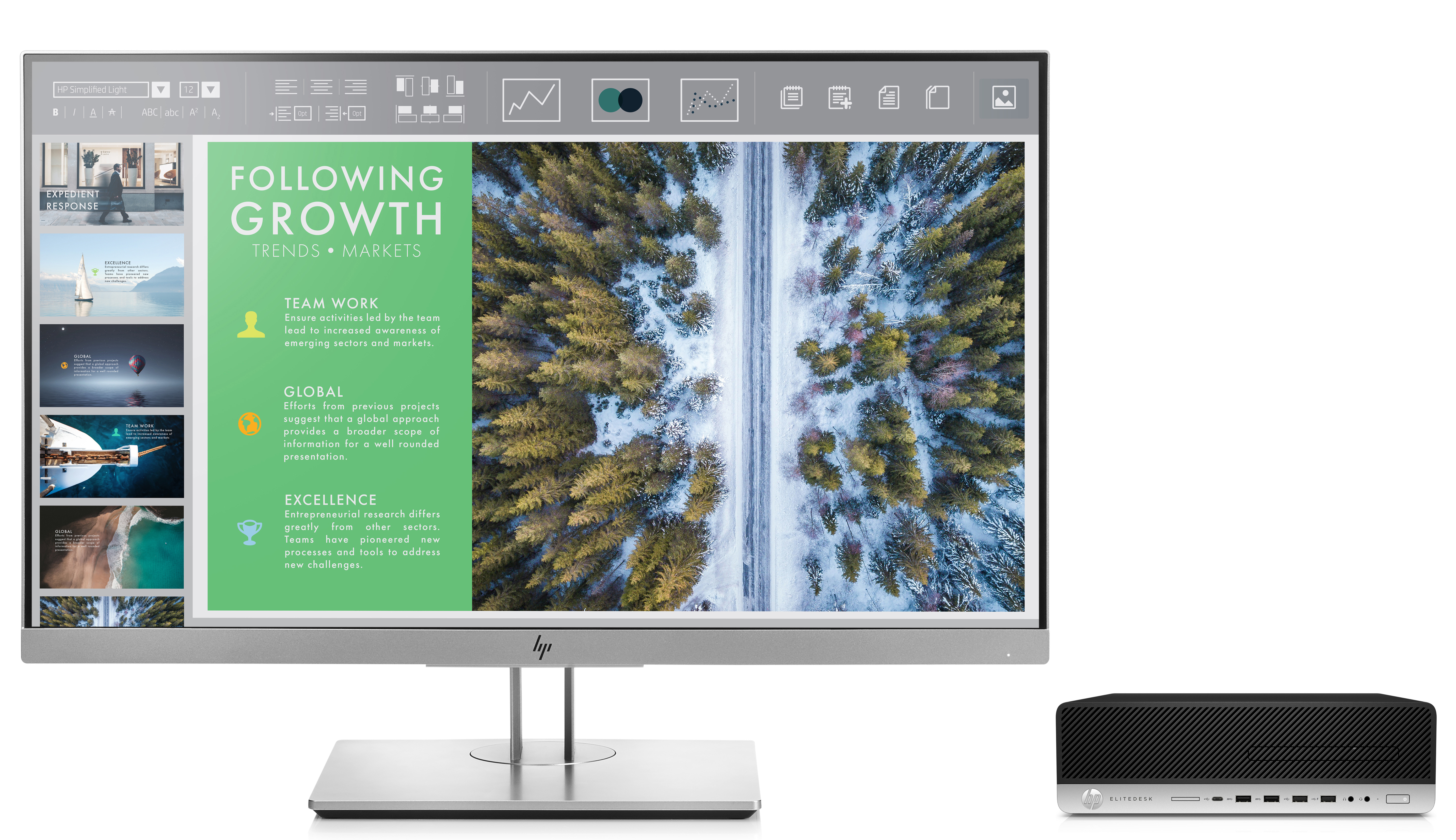 HP EliteDesk 800 G3 + EliteDisplay E243 Intel® Core™ i5 i5-7500 8 GB DDR4-SDRAM 128 GB SSD Windows 10 Pro SFF PC Black, Silver image 1
