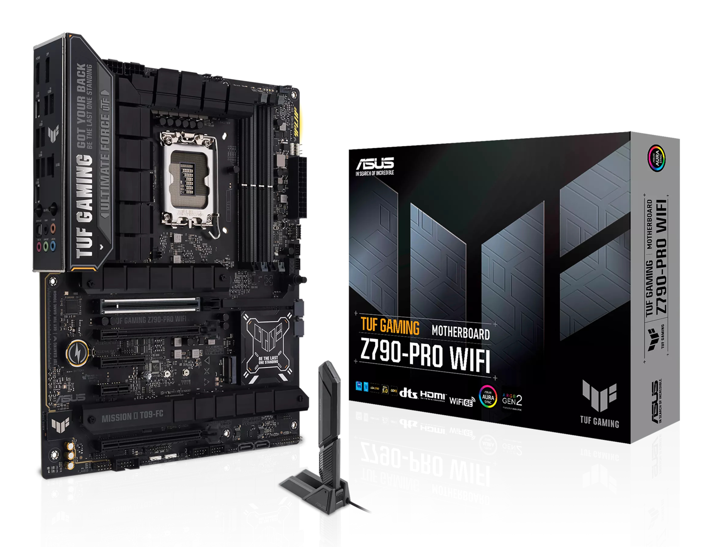ASUS TUF GAMING Z790-PRO WIFI LGA1700 ATX gaming MB - Intel Z790 4xDIMM DDR5 4xM.2 4xSATA PCIe 5.0 2.5Gb Ethernet WiFi 6E + Bluetooth 1xDisplayPort 1xHDMI with Aura Sync support