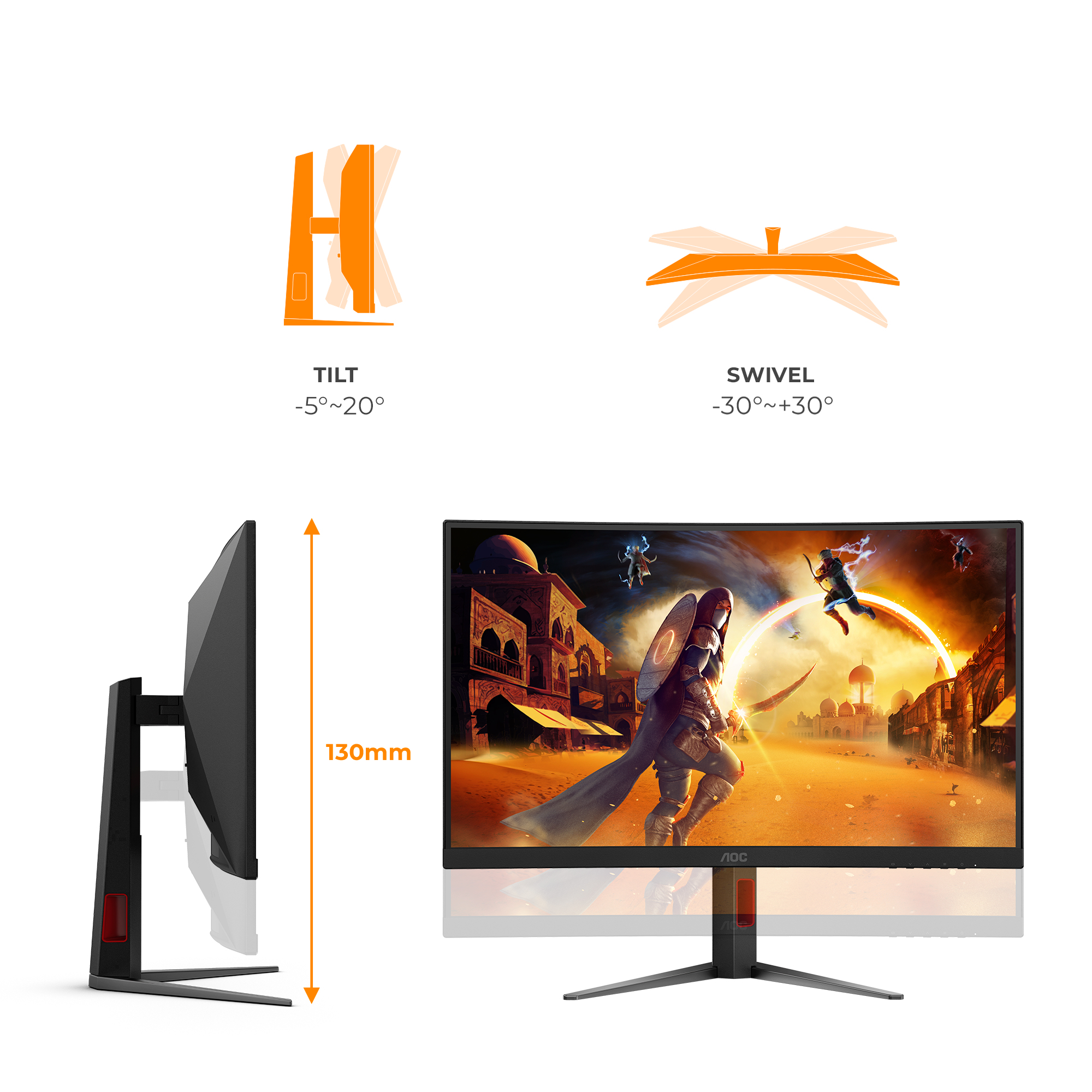 AOC G4 CQ27G4Z2AD computer monitor 68.6 cm (27″) 2560 x 1440 pixels Black, Red image 3