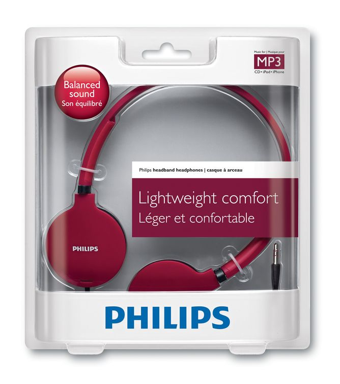 Philips Lightweight Headphones SHL1700RD/98 – image 2