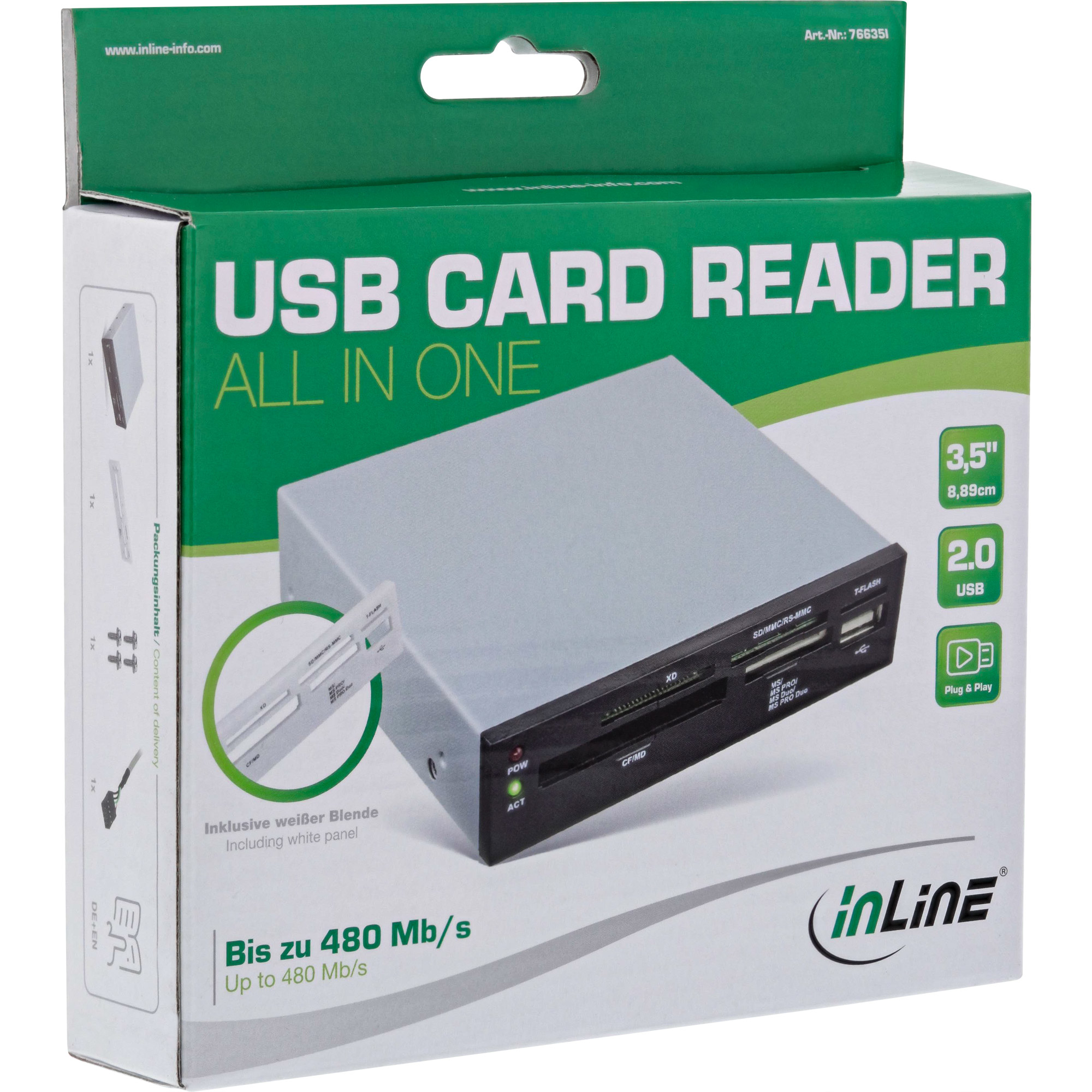 InLine Card Reader USB 2.0 internal all in 1 for – image 4