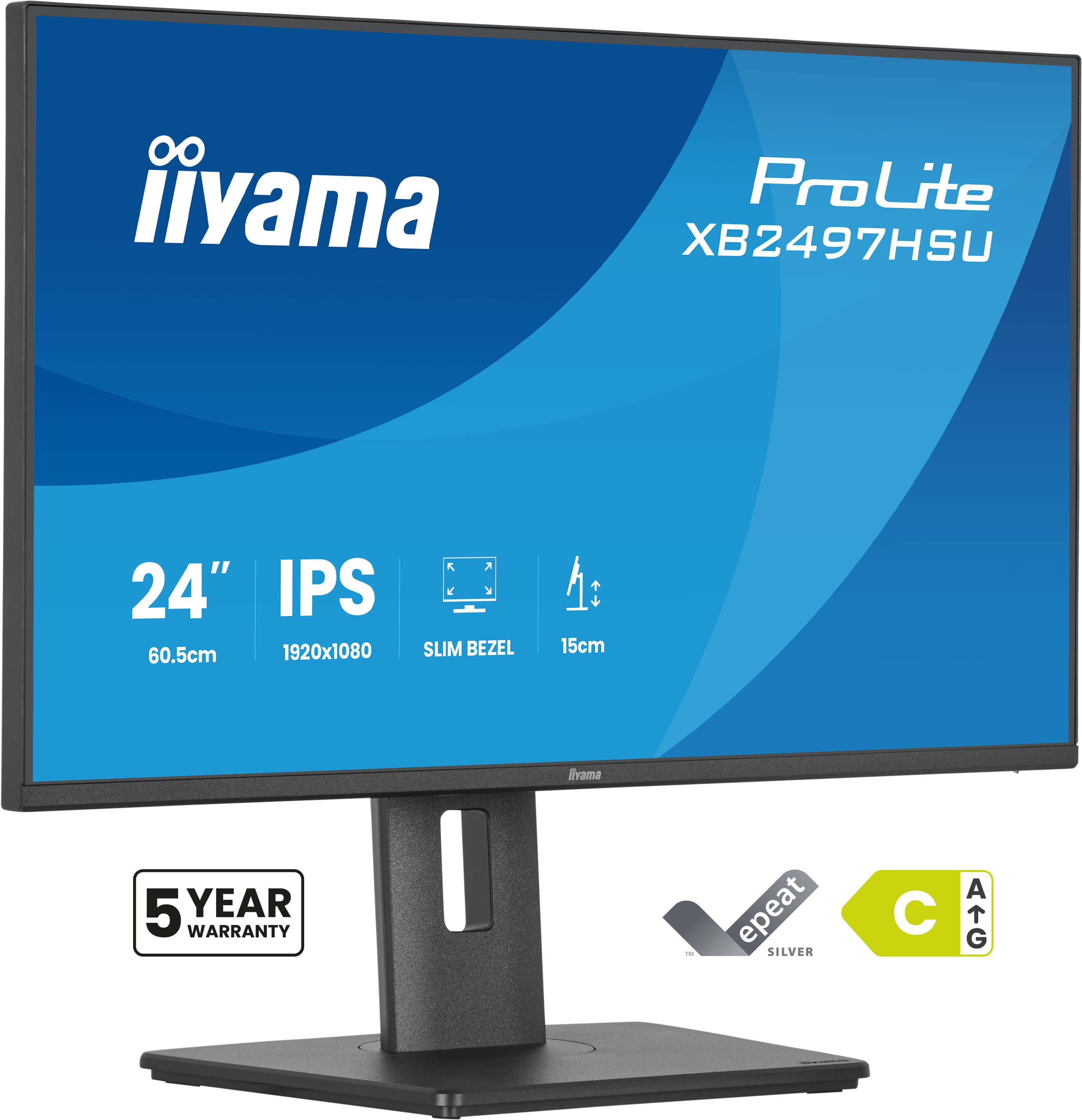 iiyama ProLite XB2497HSU-B1 - LED monitor - 24" (23.8" viewable) - 1920 x 1080 Full HD (1080p) @ 120 Hz - IPS - 350 cd/m� - 1500:1 - 4 ms - HDMI, DisplayPort - speakers - black, matte