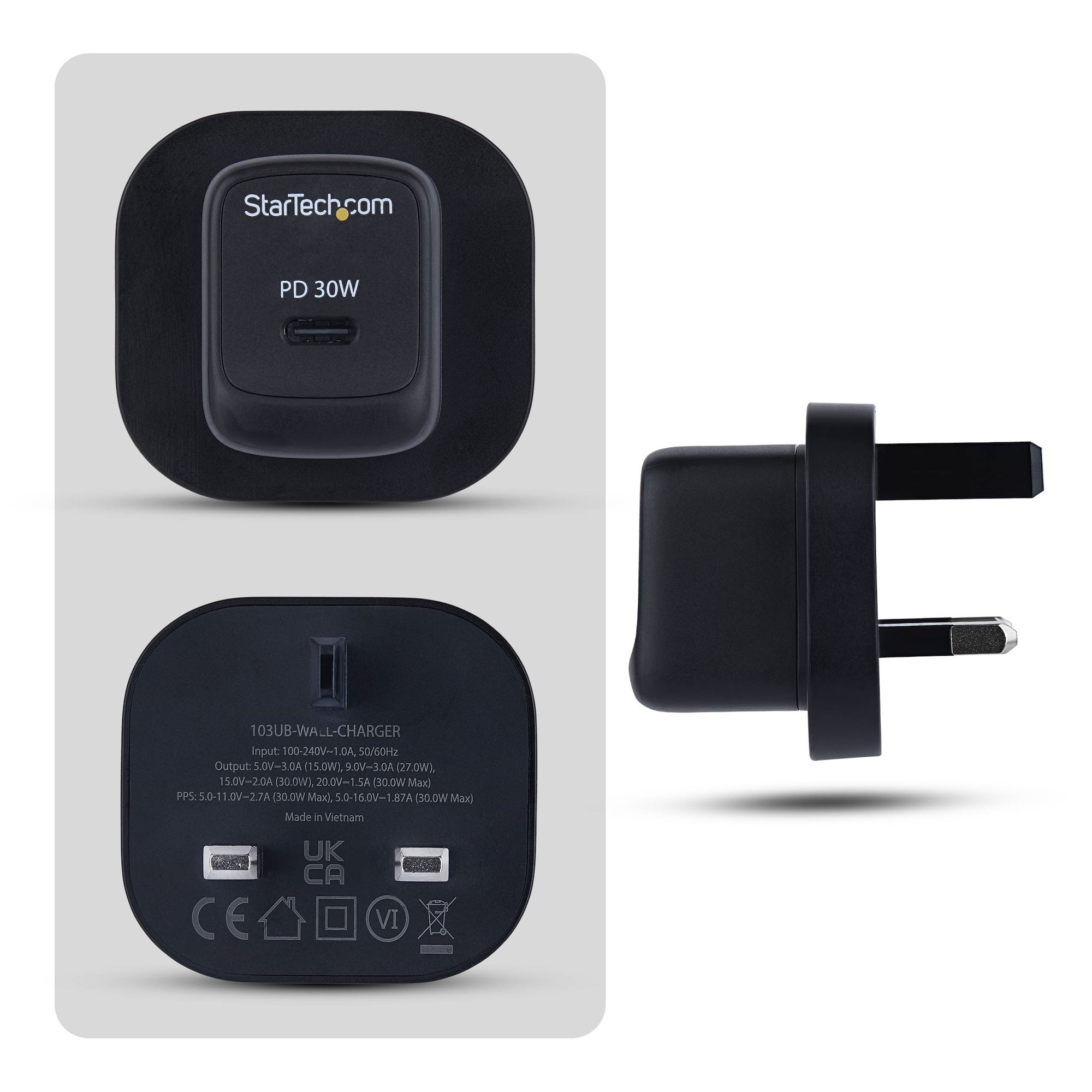 StarTech.com 30W USB‑C Wall Charger, Portable GaN Charger with USB Power Delivery Fast Charging, GaN – image 3