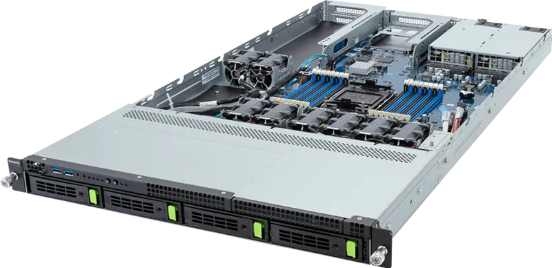 GIGABYTE R163-SG0-AAC1 LGA 4677 (Socket E) Rack (1U) Black, Steel
