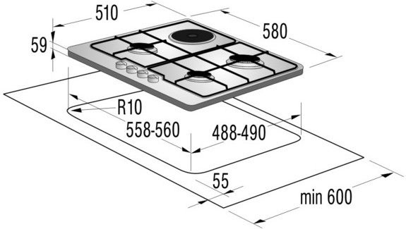 Gorenje K6N3AB hob Black Built-in Combi 4 zone(s) – image 2