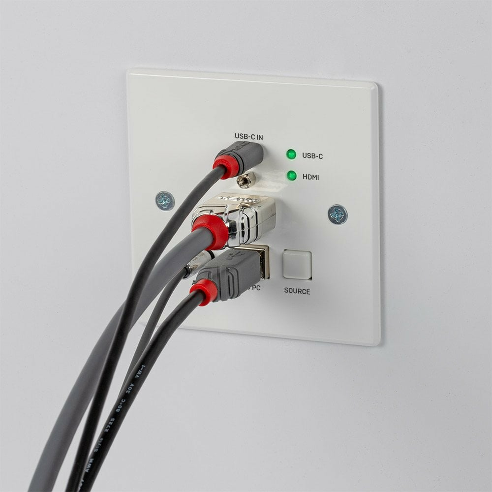 Lindy 150m Cat.6 HDMI 4K60 & Type C HDBaseT UK Wall Plate KVM Extender, Transmitter – image 5