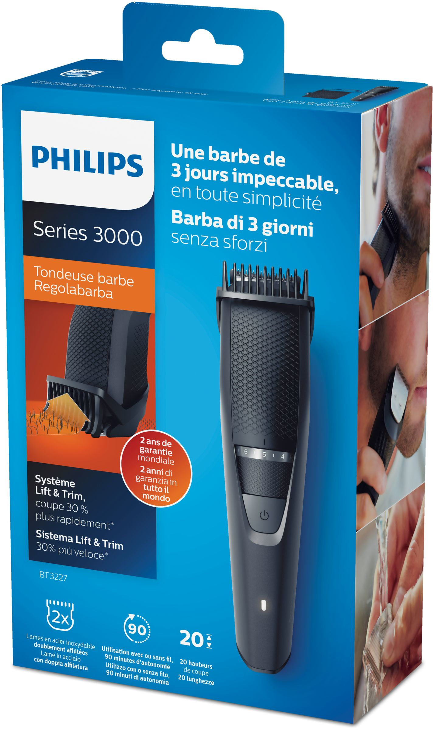 Philips BEARDTRIMMER Series 3000 BT3227/14 beard trimmer AC/Baterry 20 – image 2