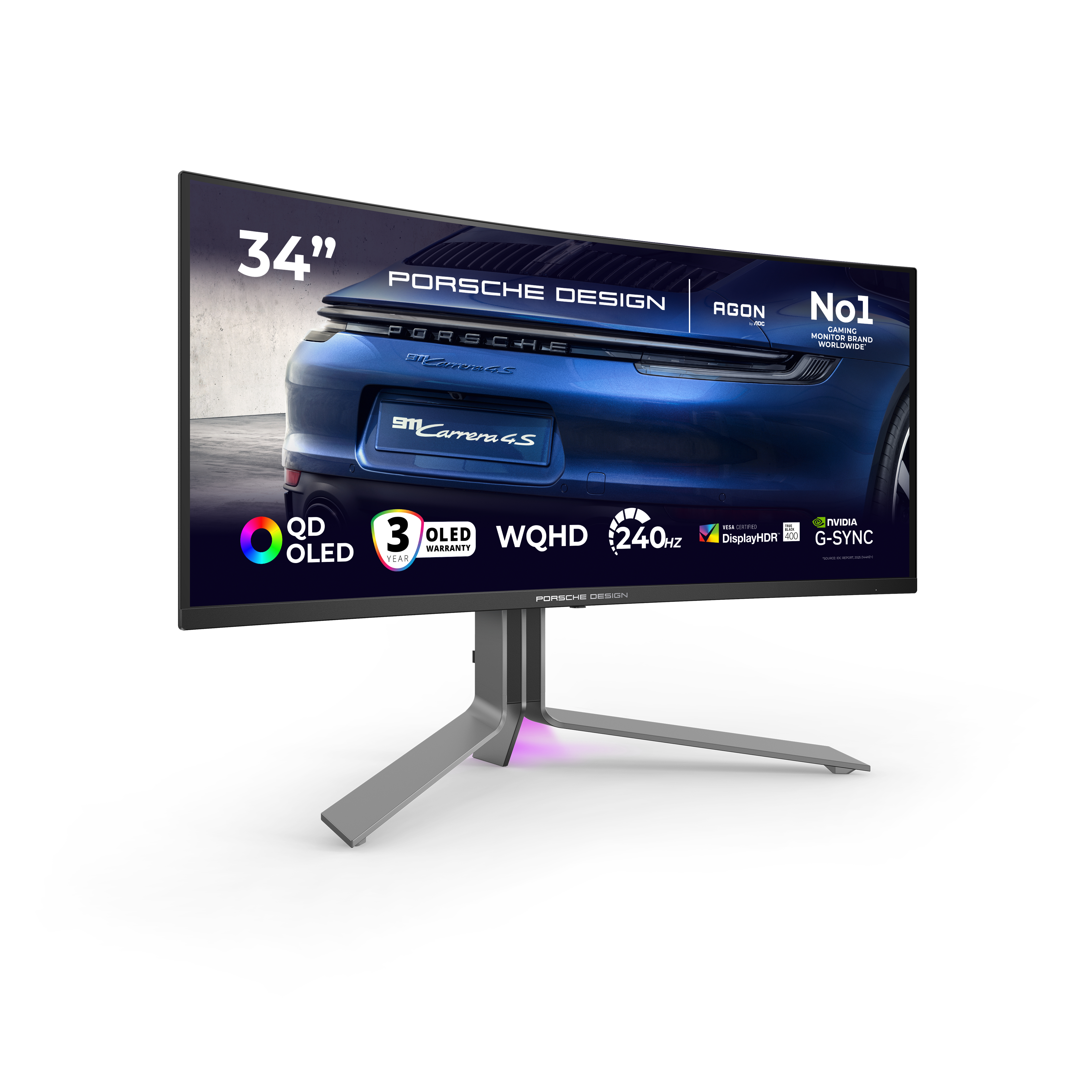 AOC AGON PRO PD34 Porsche Design OLED-Gaming-Monitor 34" WQHD 240 Hz Schwarz