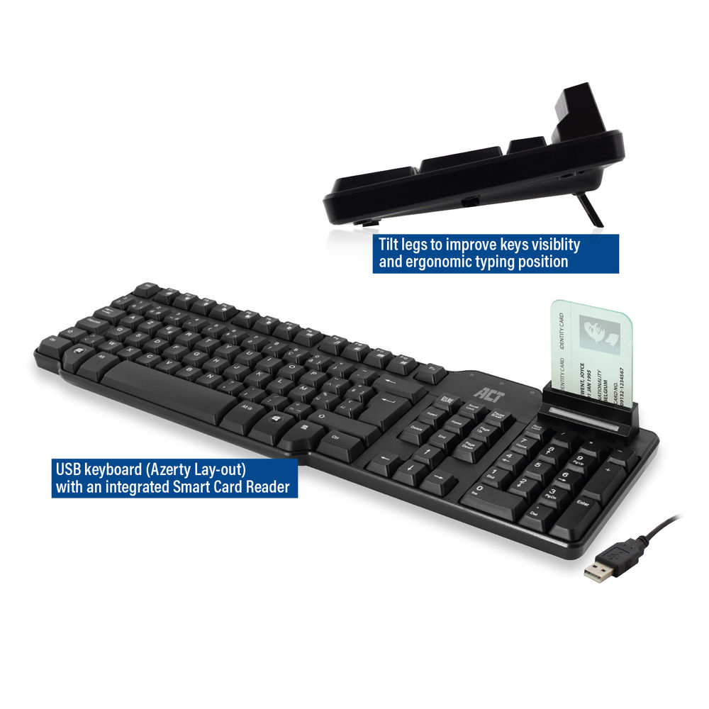 ACT Wired Keyboard with smart card reader (Azerty/BE layout) – image 4