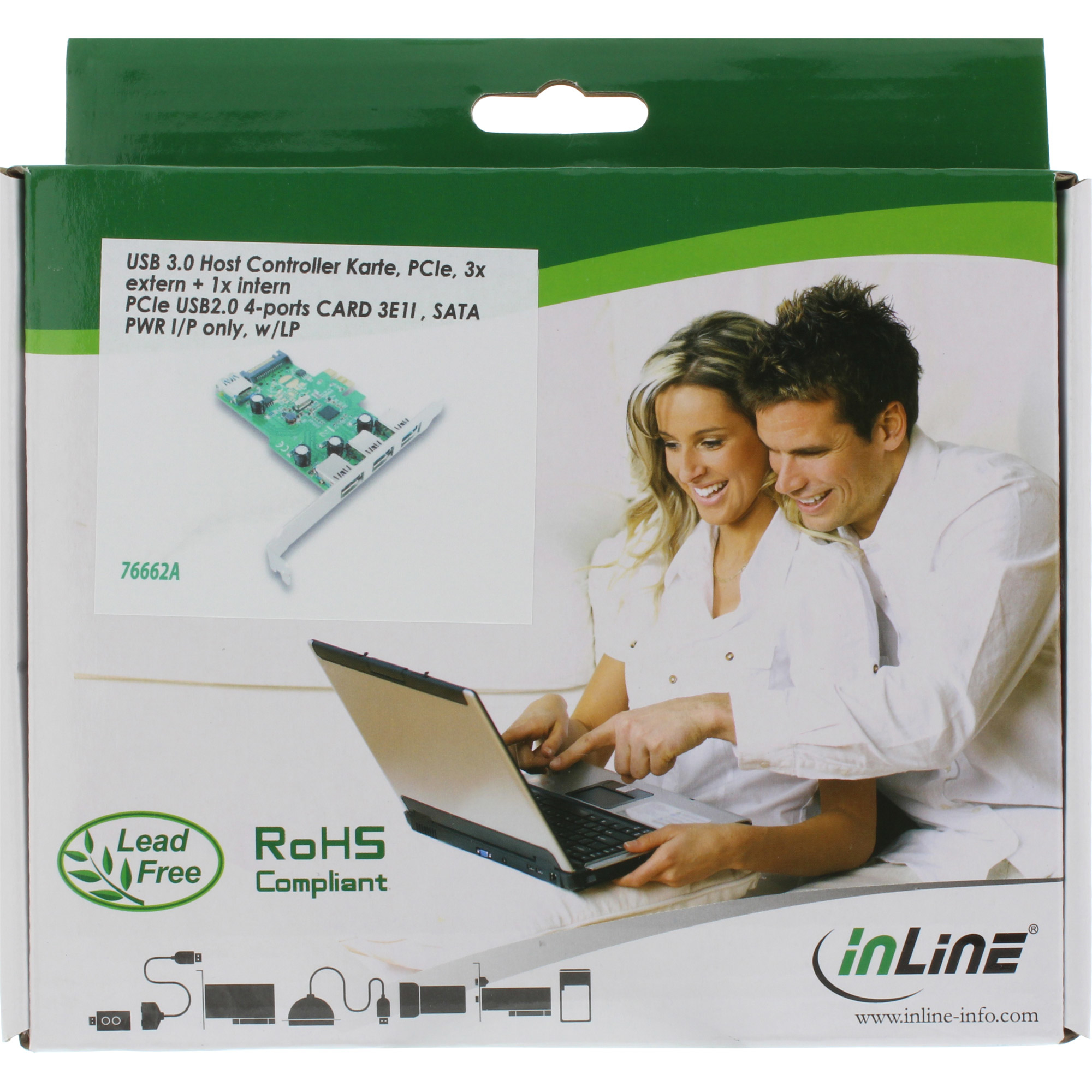 InLine 3+1 Port USB 3.0 Host Controller PCIe with SATA Power and LP Bracket – image 5
