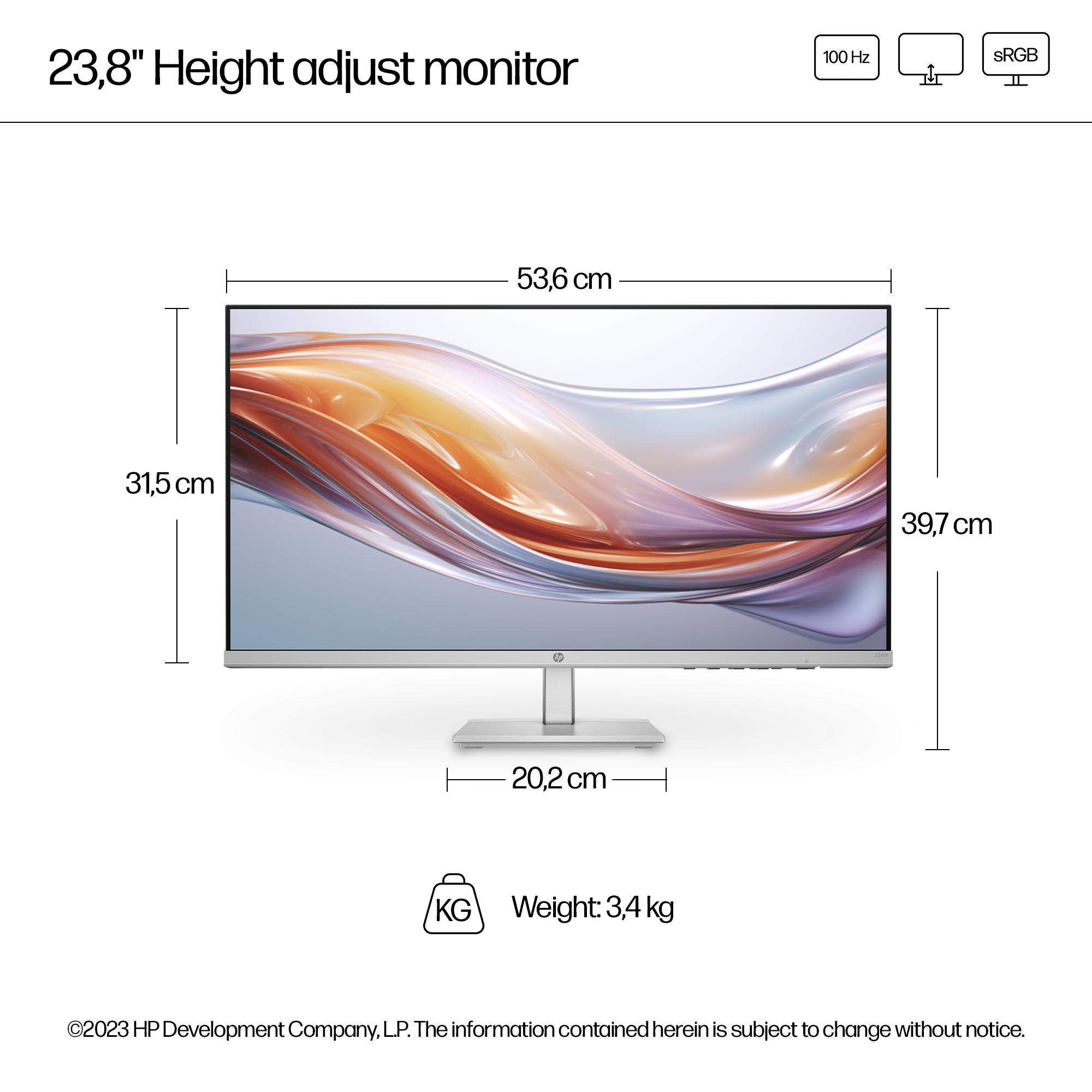 HP Series 5 23.8 inch FHD Height Adjust Monitor - 524sh – image 5