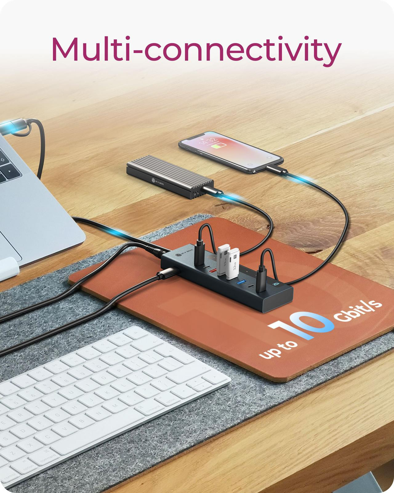 ICY BOX 9-in-1 hub with Power Delivery and Type-C/Type-A host connection – image 3